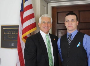 Credit: Congressional Caucus on Foster Youth Ryan Cummings with Rep. Dave Reichert in Washington D.C. during Shadow Day. 