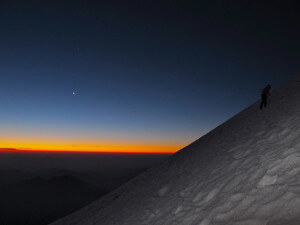 A little after 5:00 AM on the steep norths side of Mt. Shasta during CYC's second annual "Climb for Foster Youth."