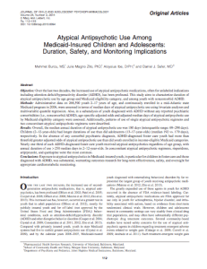Atypical Antipsychotic Use Among Medicaid-Insured Children and Adolescents: Duration, Safety, and Monitoring Implications