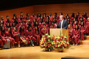 DCFS Director Philip L. Browning addresses foster youth graduates.