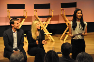 Credit: The Oprah Winfrey Network From left to right: Daniel Heimpel, Lisa Ling and Lauren Terp field questions after the screening. 