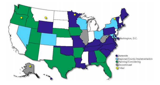 Credit: National Quality Improvement Center on Differential Response in Child Protection Services. This diagram shows the spread of DR through Oct. 2013.