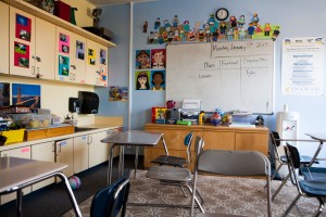 An empty school desk
