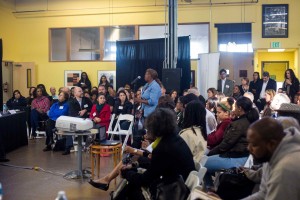 Credit: Nicole Barton More than 100 people assembled at Lincoln Child Center in West Oakland to discuss children's mental health issues.