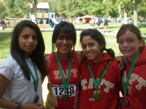 Heather (far right) and cross-country teammates.