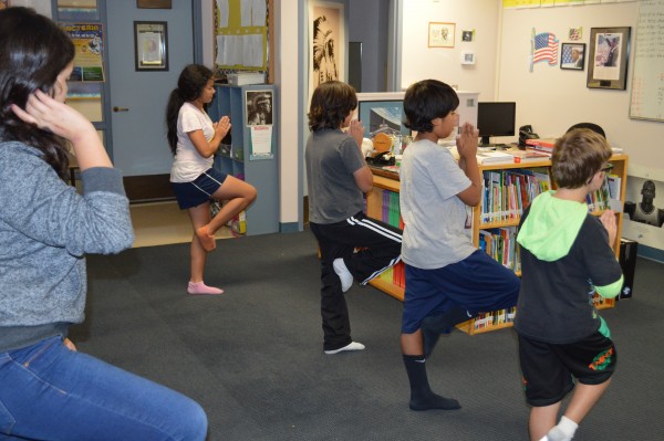 Children meditating at Five Acres School in Pasadena. 
