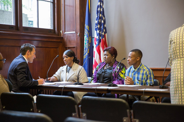 Sharon McDaniels of A Second Chance, second from left, preps for a panel hosted by Congressional Coalition on Adoption Institute and Fostering Media Connections (publisher of The Imprint) on May 11, 2016 in Washington, D.C. Photo: Erica Baker