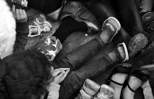 Syrian girls play in an old truck bed. Photo: Emily Scott Pottruck