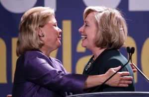 Clinton and Landrieu at an election rally in Louisiana in 2014.
