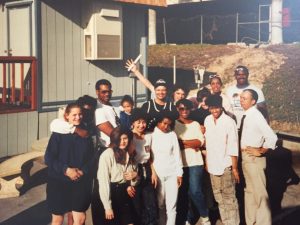 Cuza (far left) with other members of the life skills peer group that became CYC’s first chapter, summer of 1988 