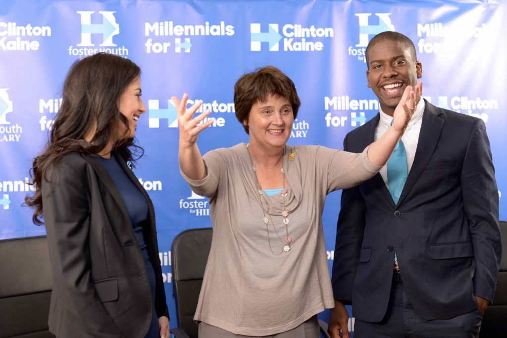 CREDIT: Bernard Rogers Anne Holton with Lexie Gruber and Sixto Cancel at the end of the online town hall. 
