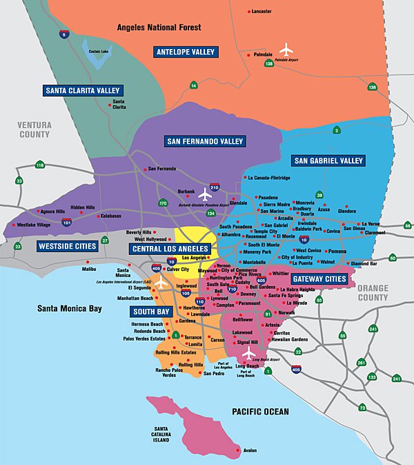 A map of L.A. County, the Antelope Valley shown in orange. Photo: laedc.org