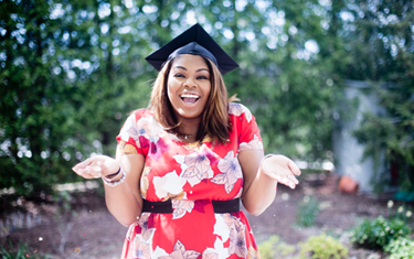 College student in a cap and gown