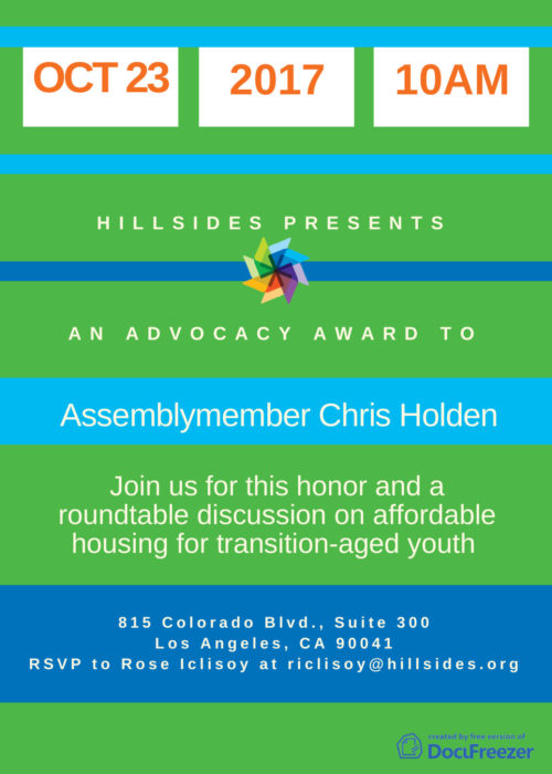Invitation to event at Hillsides