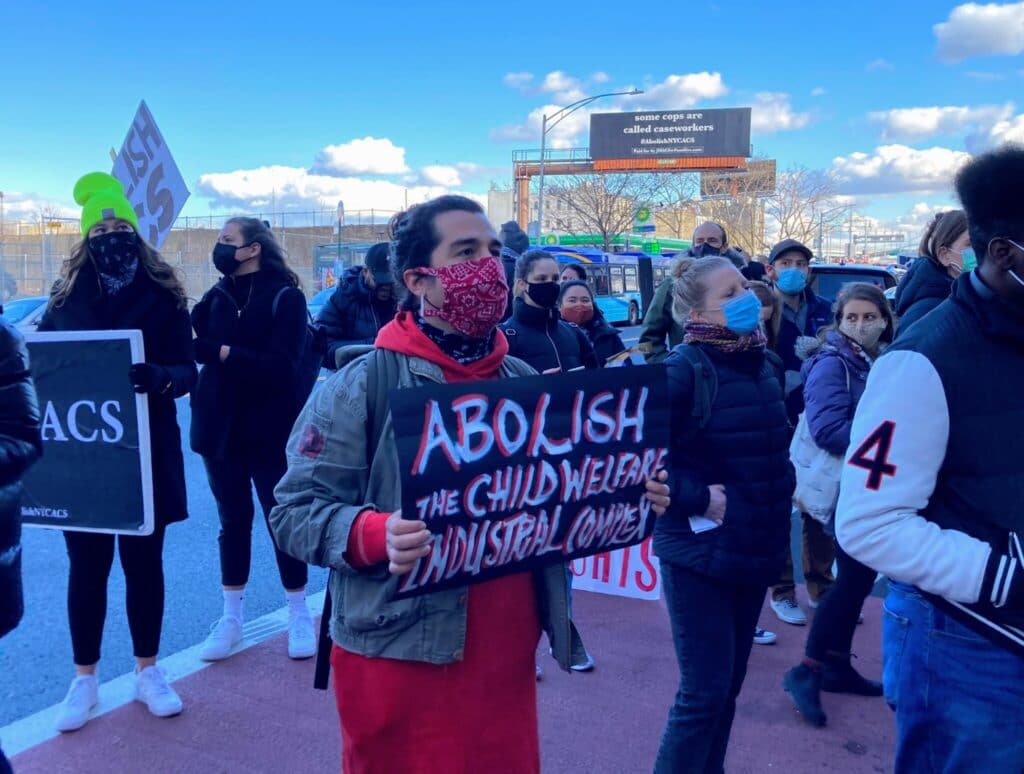 protestors rally abolish protest child welfare disproportionality