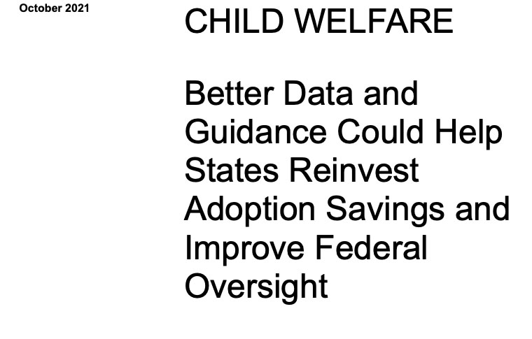 Accountability Report Says States Underspending Adoption Savings